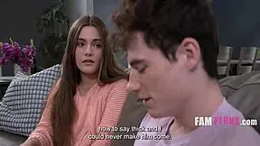 Stepsis tells her virgin step bro it better be me than a stranger on the road in taboo cowgirl pov blowjob.