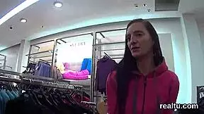 hey this cute czech girl gets seduced in the mall stripped with clothes ripped then rides hard in pov amateur action