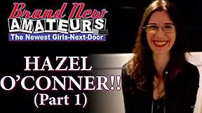 NERDY BRUNETTE HAZEL O'CONNOR DEEP FINGERS HER PUSSY AND SUCKS COCK