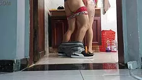 Feeling jealous as my wife gets fucked bareback by the plumber in her skirt