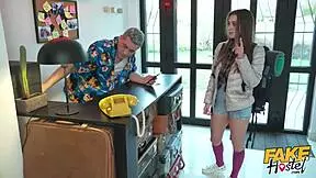 Fake Hostel Features Young Backpacker Drinking Potion Causing Huge Natural Tits Growth Before Wild Anal Sex