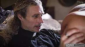 uhh we made that disapprovin' priest lick our pussies in this wild lesbian domination session...