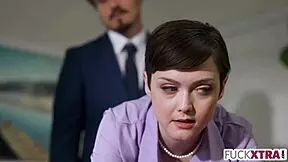 Small Secretary Gets Fucked Hard By New Boss In Office Quickie With Deepthroat Action!