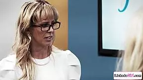 Lesbian Scientist Pussy Licking Busty Artificial Models