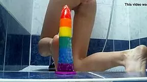 Cuntboy Xannie Enjoys Anal Play With Dildo In Shower