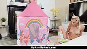 Stepsiblings' curiosity leads to pleasurable taboo sex with tight pussy licking