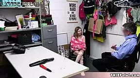 cute shoplifter coco says officer, i'll give you my tiny teen pussy if you let me go after catching me in the sex shop.