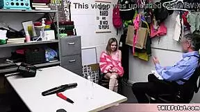 cute shoplifter coco says officer, i'll give you my tiny teen pussy if you let me go after catching me in the sex shop.