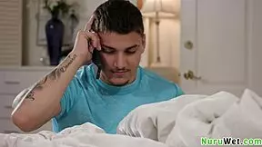 Petite Blonde Teen 18+ Girl Oils Up Client! She Slides Wet Pussy on His Huge Hard Cock in Nuru Massage!