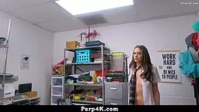 Loss prevention officer has to make sure the teen 18+ has not hidden more merchandise on her - perp4k