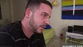 Stepmom catches teen sucking cock on couch