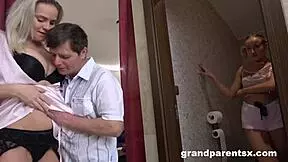 i teased my grandparents with a blowjob and deepthroat, cumming while they didn't hear me bent over.