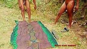 african thick baddie in outdoor scene with big black dick