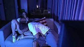 Movie night with couple turns into quick intimate session