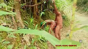 african thick baddie in outdoor scene with big black dick