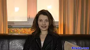 The stockinged European glamour babe gets doggystyled by an old guy after blowjob.