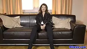 The stockinged European glamour babe gets doggystyled by an old guy after blowjob.