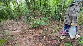 Amateur thai villagers engage in passionate sex in the forest public area during roleplay