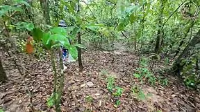 Amateur thai villagers engage in passionate sex in the forest public area during roleplay