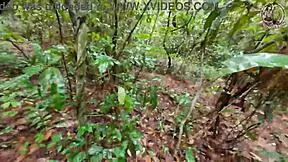 Amateur thai villagers engage in passionate sex in the forest public area during roleplay