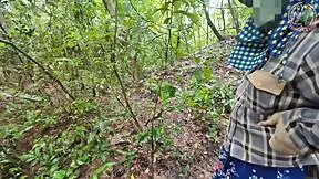 Amateur thai villagers engage in passionate sex in the forest public area during roleplay