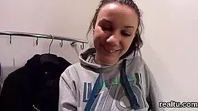 Adorable Czech Kitten Seduced in Hypermarket! Drilled in POV with Huge Cock!