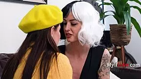 Charlie and Aubree Valentine in playful lesbian puppy love shove