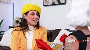 Charlie and Aubree Valentine in playful lesbian puppy love shove