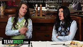 Step Sisters Exclusive Family Network Feature Shows Blonde and Brunette in Teasing Blowjob and Deepthroat Taboo Trailer
