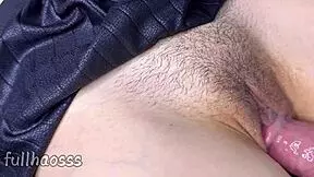 Watch this hairy pussy stepdaughter get teased up close before a wet creampie finish 😏