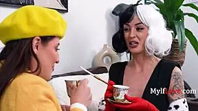 Charlie and Aubree Valentine in playful lesbian puppy love shove