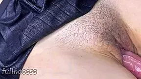 Watch this hairy pussy stepdaughter get teased up close before a wet creampie finish 😏