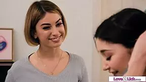 My stepsister is my first sex experience with natural tits.