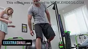 Tiny Coco Lovelock Gives Sloppy Blowjob During Workout