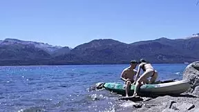 horny teen couple gets caught fucking on public beach with huge cumshot