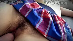 I fucked her hairy pussy so hard, creampied the dirty teen close up.