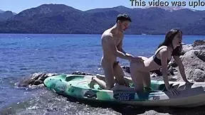 horny teen couple gets caught fucking on public beach with huge cumshot