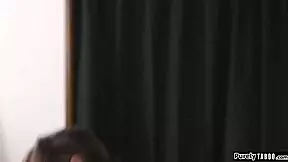 I seduce my boss as 19yo brunette babysitter with blowjob