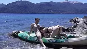 horny teen couple gets caught fucking on public beach with huge cumshot