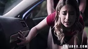 Petite Kirsten Scott Picks Up A Taboo Hitchhiker