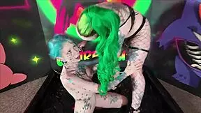 At the college party, the skinny European submissive begs her mistress for a rough strapon fuck