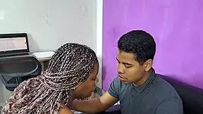 This horny Latina eagerly drops to her knees to suck off her demanding boss.