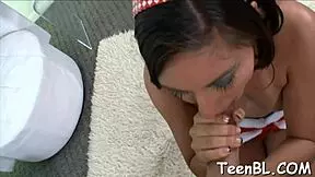 Shaved Teen Princess Sucks in Close-Up Oral Scene