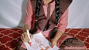 Teacher catches student painting genitals and fucks her roughly.