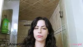 Incredible Brunette Took a Shower