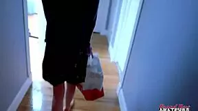 horny brunette cutie hazel o'connor fingers her shaved pussy then gives a blowjob