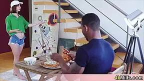 Hypno Trick Lands Pizza Delivery Chick In Interracial Action With Big Black Cock Filling Her Petite Pussy In Fetish Roleplay.