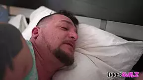 inked blonde takes anal