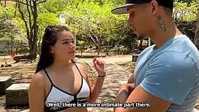 Horny Colombian Babe Fucks Stranger Outdoors for Creampie