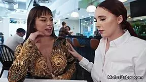 Scarlett Rose and Dakota Quinn eagerly share Peter Green's huge dick in a horny threesome.